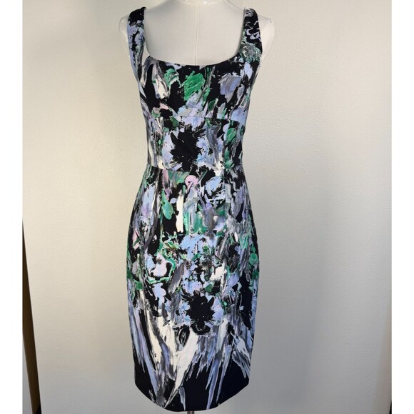 Milly Dresses & Skirts - Milly Sheath Dress Women Abstract Floral Cocktail Black Green Size 8
